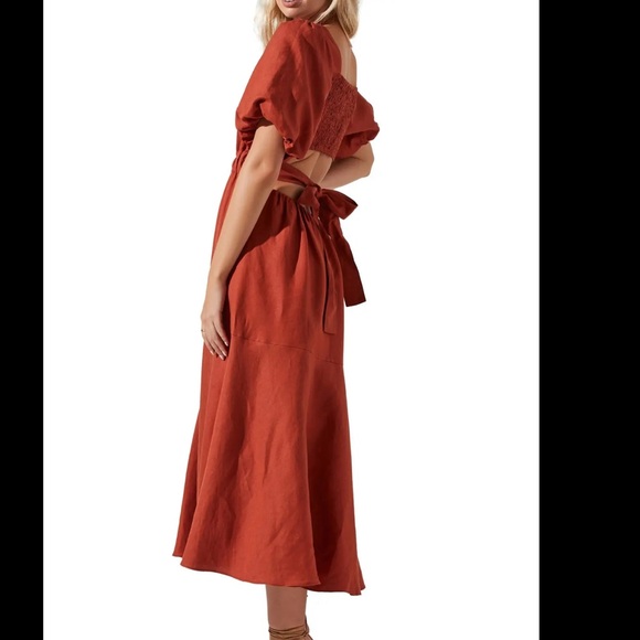 Tuckernuck ASTR THE LABEL Angeles Cutout Linen Blend Midi Dress Size L - Picture 3 of 14